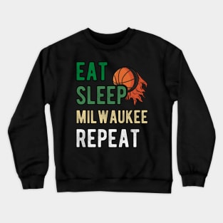 Milwaukee Wisconsin Basketball Vintage Sports Lovers Fans Crewneck Sweatshirt